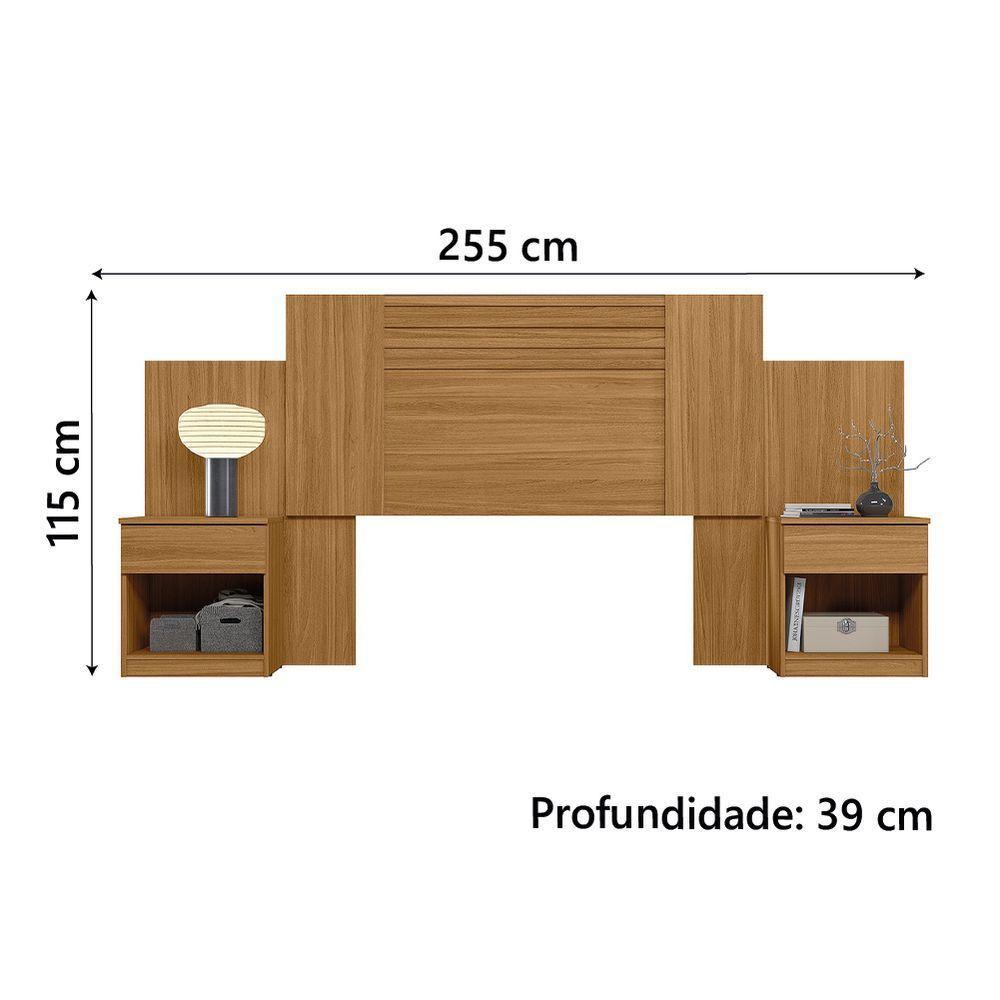 Cabeceira Para Cama Box Casal Queen Com Mesa De Cabeceira Freijó/off White/cinza Flex Araguaia Moval - 5