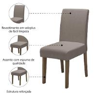 Conjunto Com 2 Cadeiras Estofada Sala De Jantar Trieste Siena Cedro / Mascavo Dobuê Cedro - 3