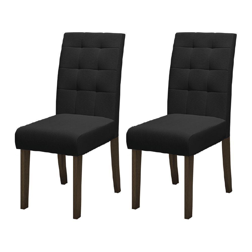 Conjunto Com 2 Cadeiras Estofada Sala De Jantar Dubai Castanho/preto Dobuê Cas/ptotex - 1