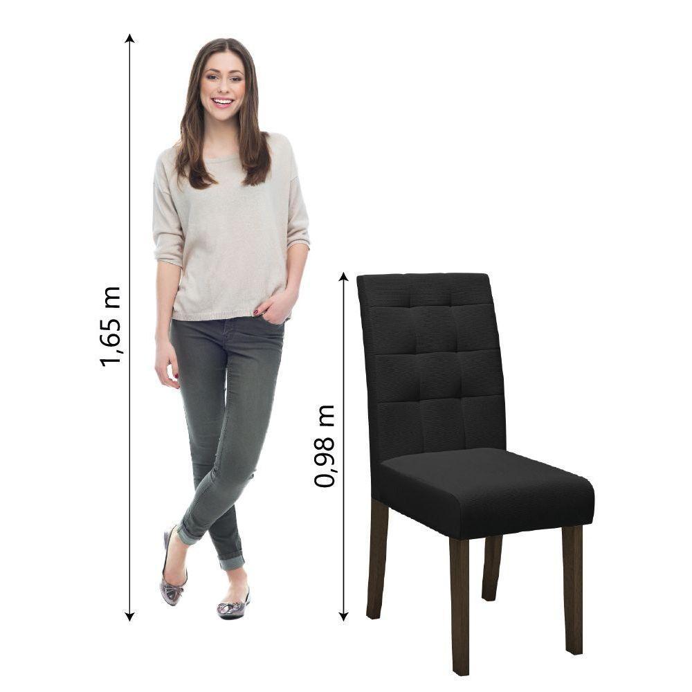 Conjunto Com 2 Cadeiras Estofada Sala De Jantar Dubai Castanho/preto Dobuê Cas/ptotex - 2