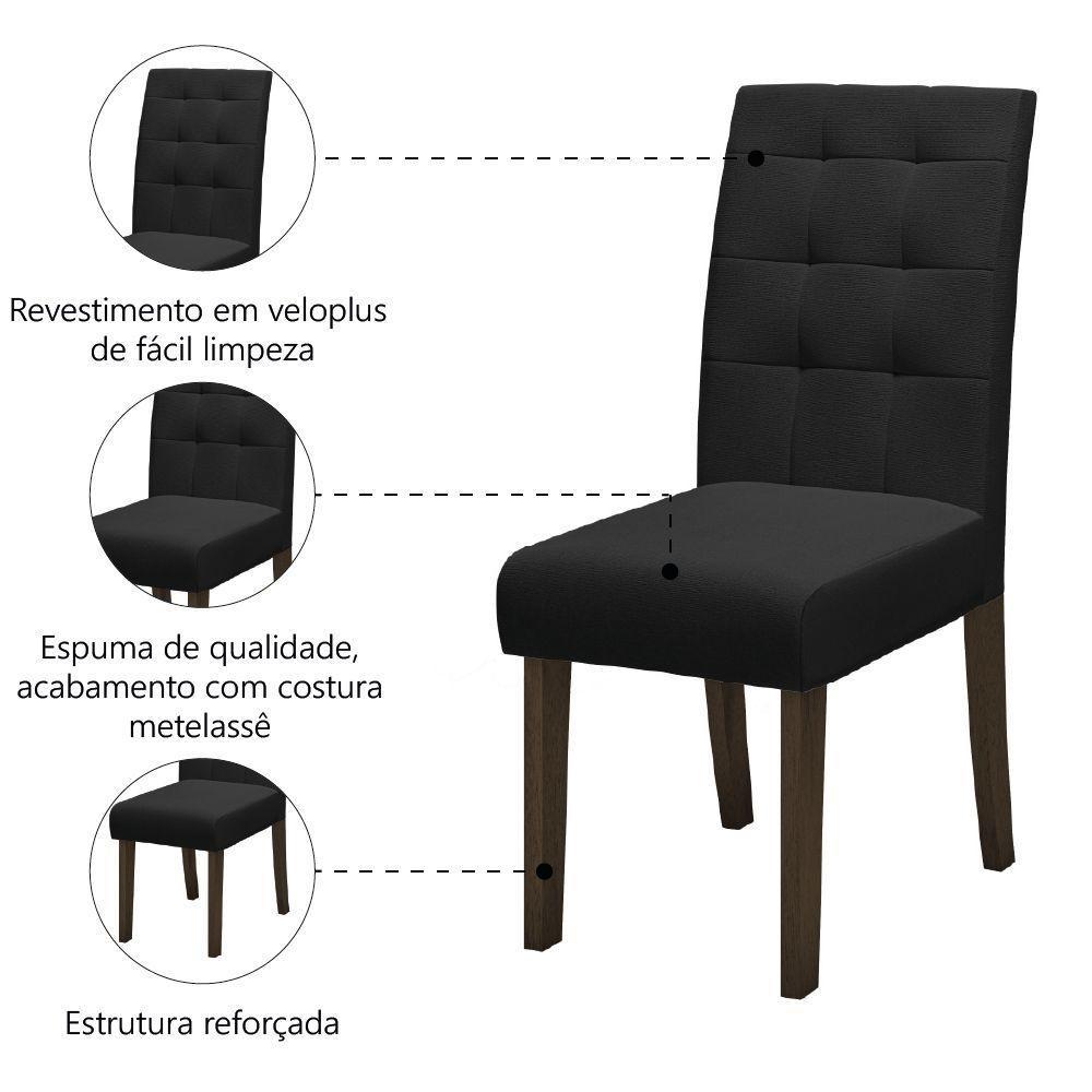 Conjunto Com 2 Cadeiras Estofada Sala De Jantar Dubai Castanho/preto Dobuê Cas/ptotex - 3