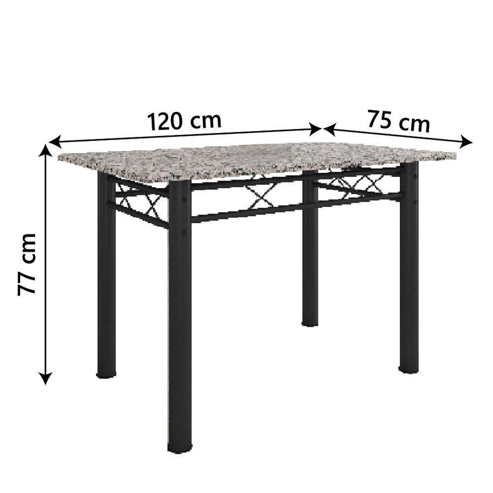 Conjunto De Mesa Itália Com 4 Cadeiras 1,20m Preto - Floral Granito Artefamol Preto Fosc - 6