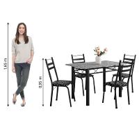 Conjunto De Mesa Itália Com 4 Cadeiras 1,20m Preto - Floral Granito Artefamol Preto Fosc - 3