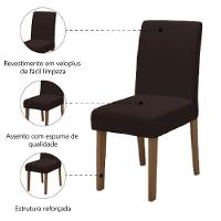 Conjunto Com 2 Cadeiras Estofada Sala De Jantar Trieste Siena Cedro / Marrom Dobuê Cedro - 3