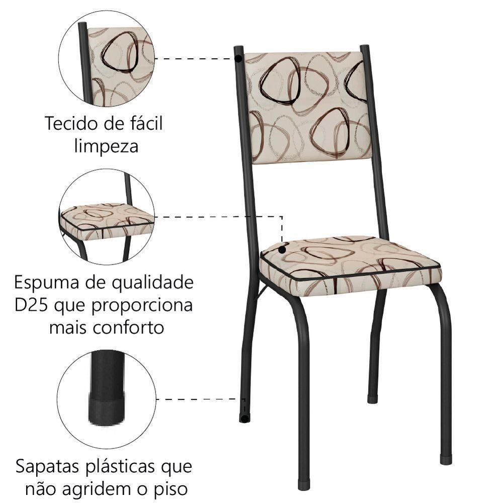 Conjunto Com 2 Cadeiras Tubular Diana Preto Fosco Assento Cedro Artefamol - 3