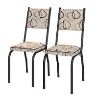 Conjunto Com 2 Cadeiras Tubular Diana Preto Fosco Assento Cedro Artefamol - 1