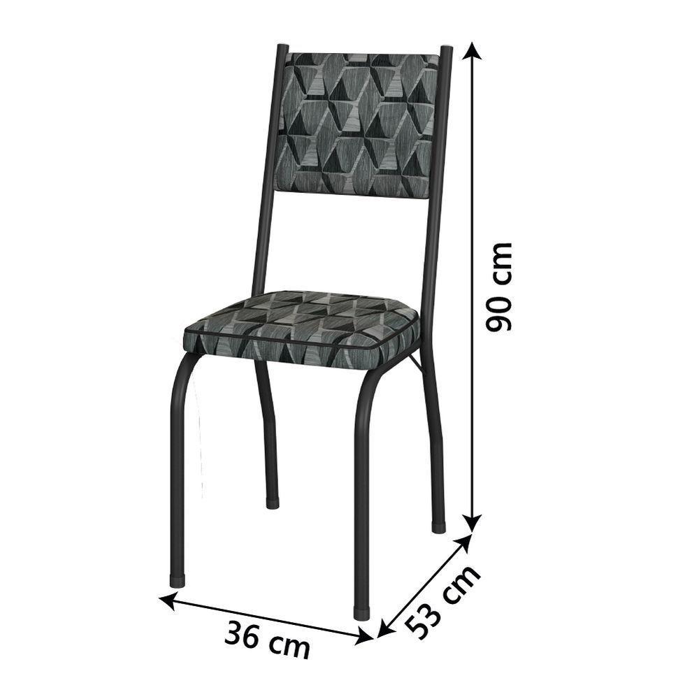 Conjunto Com 2 Cadeiras Tubular Diana Preto Fosco Assento Mosaico Artefamol - 4