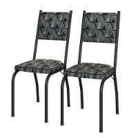 Conjunto Com 2 Cadeiras Tubular Diana Preto Fosco Assento Mosaico Artefamol - 1