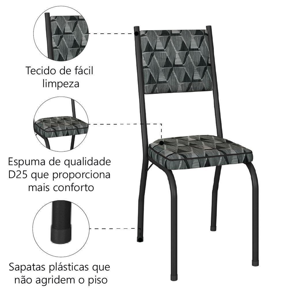 Conjunto Com 4 Cadeiras Tubular Diana Preto Fosco Assento Mosaico Artefamol Preto Fosc - 3