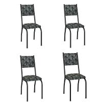 Conjunto Com 4 Cadeiras Tubular Diana Preto Fosco Assento Mosaico Artefamol Preto Fosc - 1