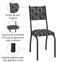 Conjunto Com 4 Cadeiras Tubular Diana Preto Fosco Assento Mosaico Artefamol Preto Fosc - 3