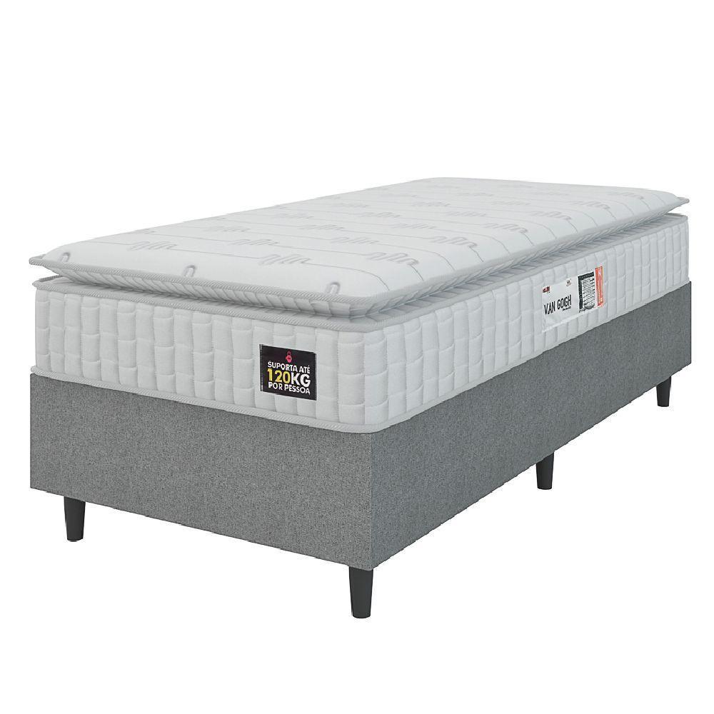Cama Box Colchão Solteiro Espuma D33 Vangogh 88x67cm Branco/cinza Hellen Branco - 1