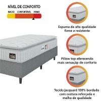 Cama Box Colchão Solteiro Espuma D33 Vangogh 88x67cm Branco/cinza Hellen Branco - 2