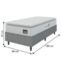 Cama Box Colchão Solteiro Espuma D33 Vangogh 88x67cm Branco/cinza Hellen Branco