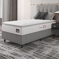 Cama Box Colchão Solteiro Espuma D33 Vangogh 88x67cm Branco/cinza Hellen Branco - 5