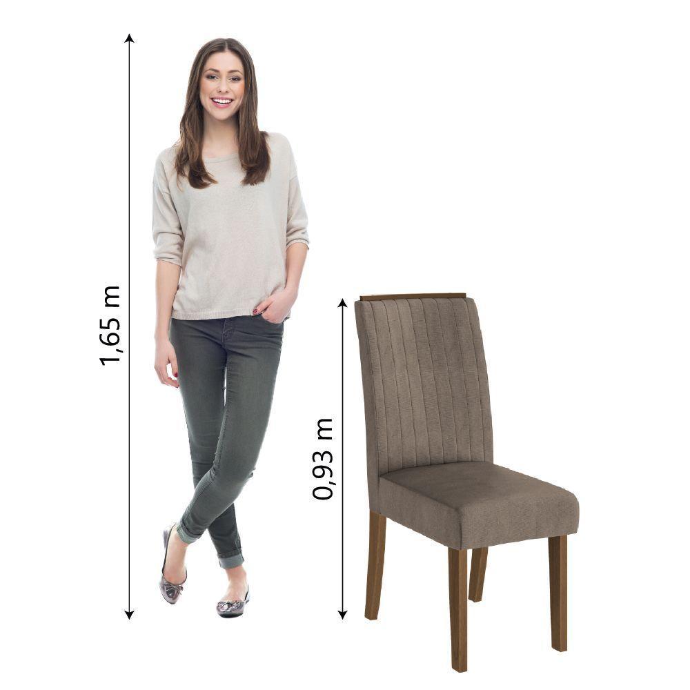 Conjunto Com 2 Cadeiras Estofada Sala De Jantar Grécia Cedro / Mascaco Dobuê Cedro - 2