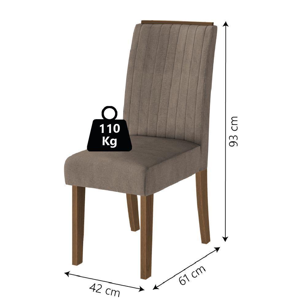 Conjunto Com 2 Cadeiras Estofada Sala De Jantar Grécia Cedro / Mascaco Dobuê Cedro - 4