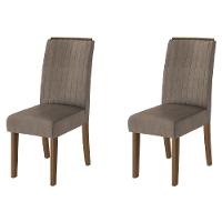 Conjunto Com 2 Cadeiras Estofada Sala De Jantar Grécia Cedro / Mascaco Dobuê Cedro - 1