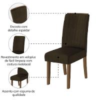 Conjunto Com 2 Cadeiras Estofada Sala De Jantar Grécia Cedro / Marrom Dobuê Cedro - 3