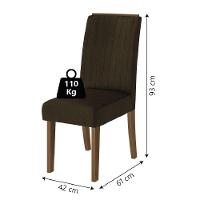 Conjunto Com 2 Cadeiras Estofada Sala De Jantar Grécia Cedro / Marrom Dobuê Cedro - 4