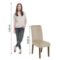 Conjunto Com 2 Cadeiras Estofada Sala De Jantar Grécia Cedro / Bege Dobuê Cedro - 2