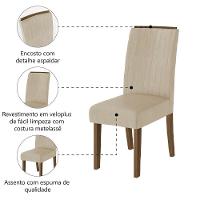 Conjunto Com 2 Cadeiras Estofada Sala De Jantar Grécia Cedro / Bege Dobuê Cedro - 3