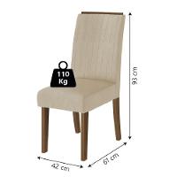 Conjunto Com 2 Cadeiras Estofada Sala De Jantar Grécia Cedro / Bege Dobuê Cedro - 4