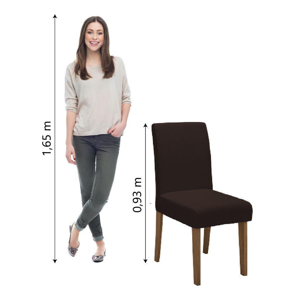 Conjunto Com 4 Cadeiras Estofada Sala De Jantar Trieste Siena Cedro / Marrom Dobuê Cedro - 2