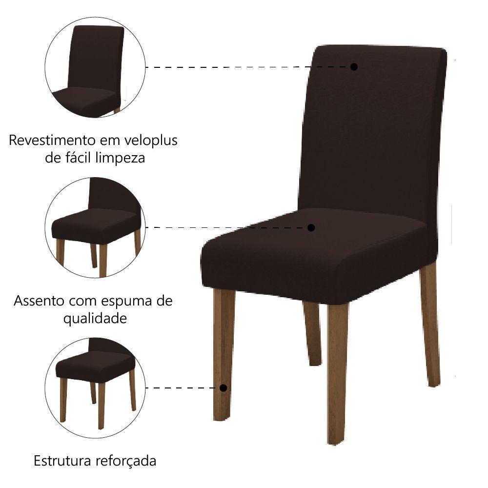 Conjunto Com 4 Cadeiras Estofada Sala De Jantar Trieste Siena Cedro / Marrom Dobuê Cedro - 3