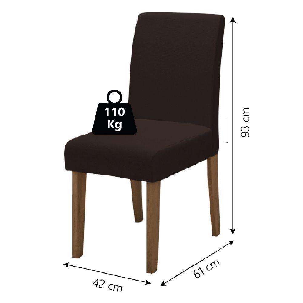 Conjunto Com 4 Cadeiras Estofada Sala De Jantar Trieste Siena Cedro / Marrom Dobuê Cedro - 4
