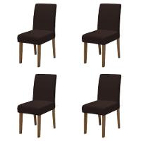 Conjunto Com 4 Cadeiras Estofada Sala De Jantar Trieste Siena Cedro / Marrom Dobuê Cedro - 1
