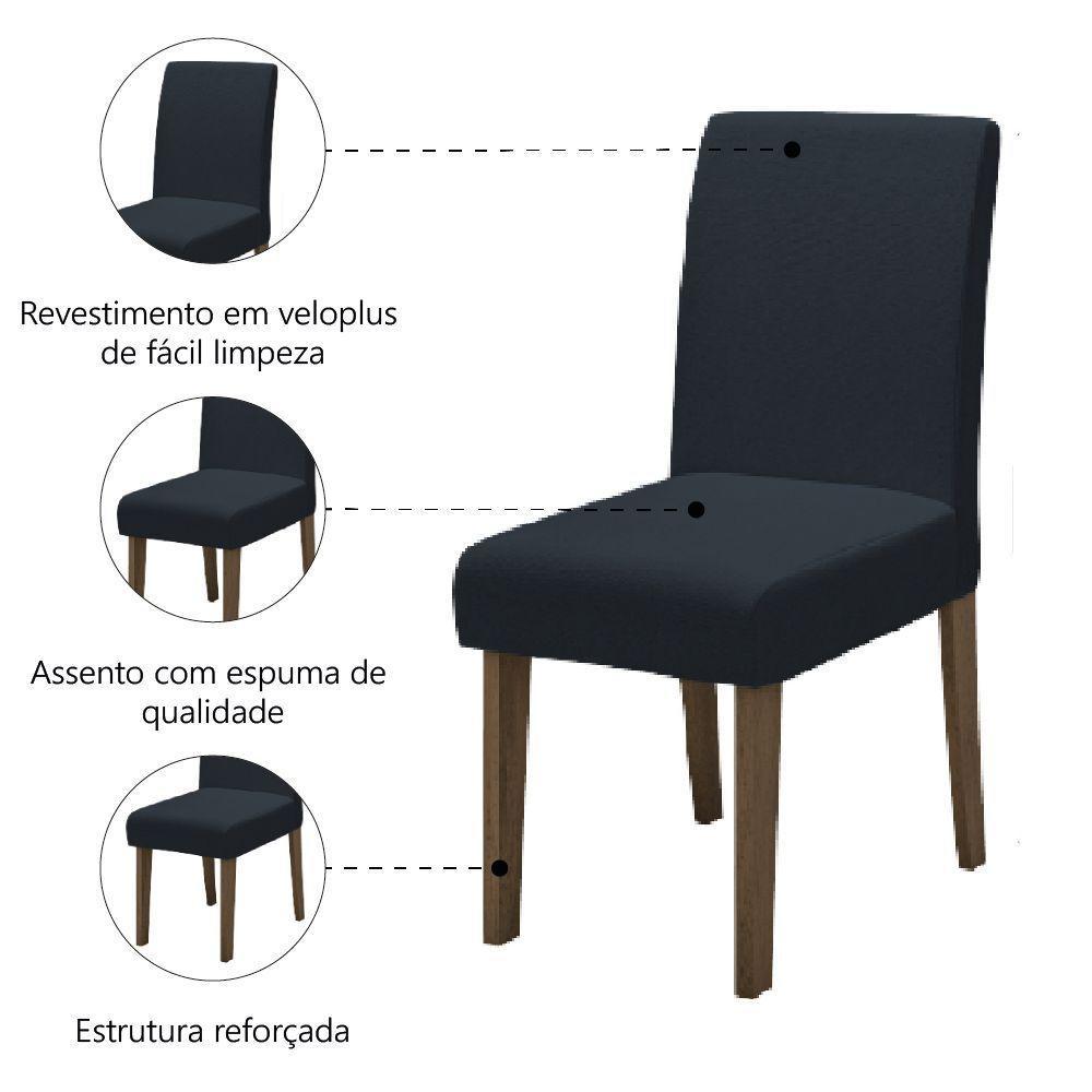 Conjunto Com 4 Cadeiras Estofada Sala De Jantar Trieste Siena Cedro / Chumbo Dobuê Cedro - 3