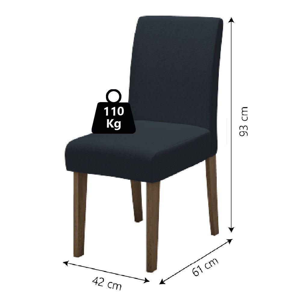 Conjunto Com 4 Cadeiras Estofada Sala De Jantar Trieste Siena Cedro / Chumbo Dobuê Cedro - 4