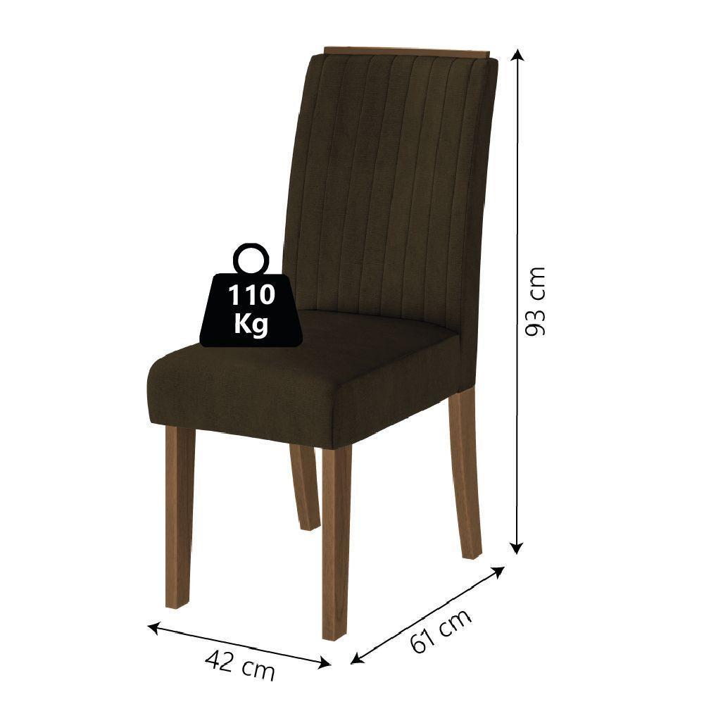 Conjunto Com 4 Cadeiras Estofada Sala De Jantar Grécia Cedro/Marrom Dobuê Cedro - 2