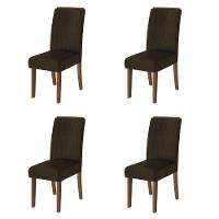 Conjunto Com 4 Cadeiras Estofada Sala De Jantar Grécia Cedro/Marrom Dobuê Cedro - 1