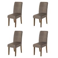 Conjunto Com 4 Cadeiras Estofada Sala De Jantar Grécia Cedro / Mascavo Dobuê Cedro - 1