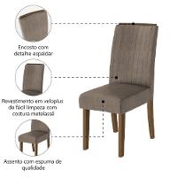 Conjunto Com 4 Cadeiras Estofada Sala De Jantar Grécia Cedro / Mascavo Dobuê Cedro - 3