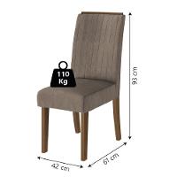 Conjunto Com 4 Cadeiras Estofada Sala De Jantar Grécia Cedro / Mascavo Dobuê Cedro - 4