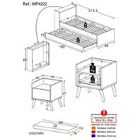 Conjunto Quarto Bicama Com Colchão E Baú/mesa De Cabeceira Retrô Multimóveis Mp4222 Branco Branco