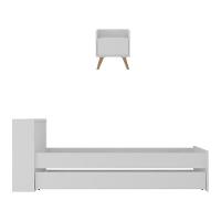 Conjunto Quarto Bicama Com Colchão E Baú/mesa De Cabeceira Retrô Multimóveis Mp4222 Branco/natural Branco/natural - 2