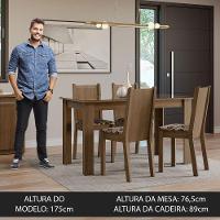 Conjunto Jantar Mesa Vidro 4 Cadeiras Rústico/Bege Marrom - 7