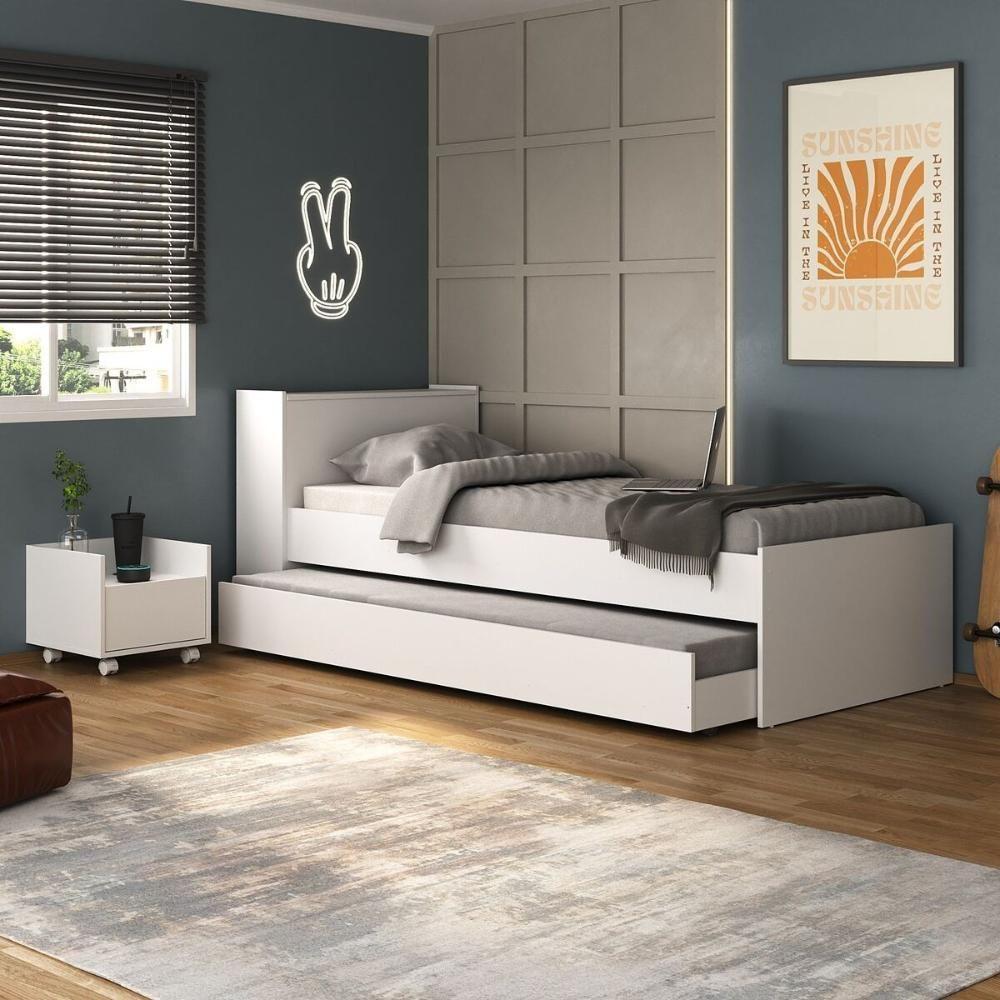 Conjunto Quarto Bicama Com Colchão E Baú/mesa De Cabeceira Multimóveis Mp4223 Branco Branco - 6