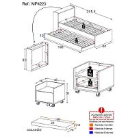 Conjunto Quarto Bicama Com Colchão E Baú/mesa De Cabeceira Multimóveis Mp4223 Branco Branco