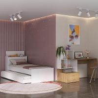 Conjunto Quarto Bicama Com Colchão E Baú/escrivaninha Multimóveis Mp4224 Branco/rustic Branco/rustic - 6