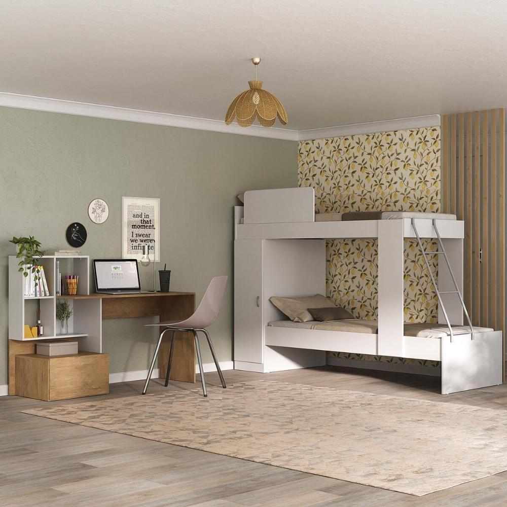 Conjunto Quarto Beliche Com Colchão/escrivaninha Multimóveis Mp4227 Branco/rustic Branco/rustic - 2