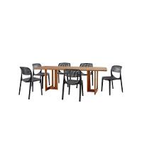 Conjunto Mesa Patros 180cm De Madeira Com 6 Cadeiras Zoe Cinamomo Imbuia/preta - 2
