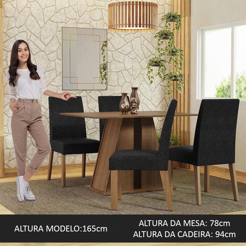 Conjunto Sala Jantar Mesa Madeira 4 Cadeiras Agnes - 7