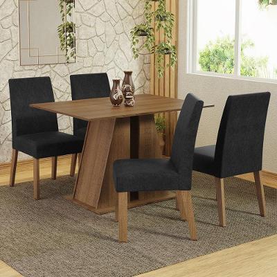 Conjunto de Jantar Agnes 4 Lugares Tampo em MDP com Cadeiras Estofadas Rustic Oxford