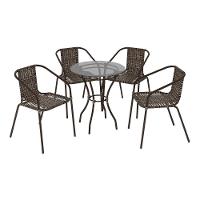 Conjunto Para Jardim Com Mesa Vidro 60cm E 4 Cadeiras Junco Sintético Multimóveis Cr8008 Café Mesclado - 2