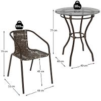 Conjunto Para Jardim Com Mesa Vidro 60cm E 4 Cadeiras Junco Sintético Multimóveis Cr8008 Café Mesclado - 3